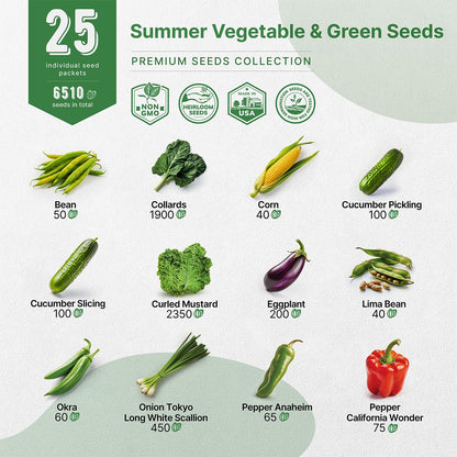Organo Republic 25 Winter Vegetable & Green Seeds Variety Pack for Outdoors & Indoor Home Gardening 27670+ Non-GMO Heirloom Seeds: Broccoli Beet Carrot Collard Lettuce Radish Spinach Pea Kohlrabi