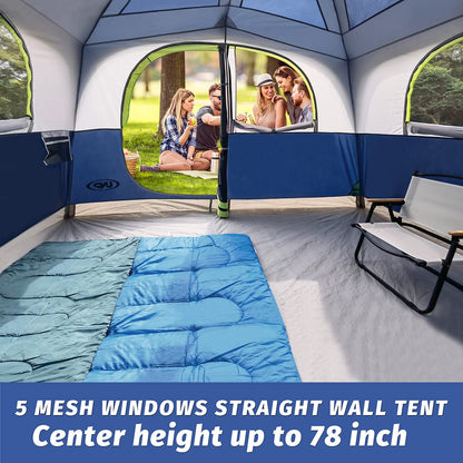 UNP Tents 6 Person Waterproof Windproof Easy Setup,Double Layer Family Camping Tent with 1 Mesh Door & 5 Large Mesh Windows -10'X9'X78in(H)