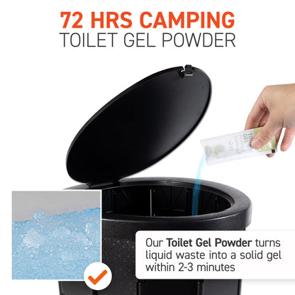 72 HRS Portable Collapsible Camp Toilet - Extra Large, Lightweight & Sturdy (With 12 Toilet Bags)