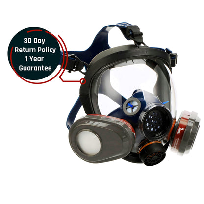 Parcil Distribution Full Face Respirator Mask with Filters – Durable Full Face Respirator Gas Mask, Bayonet Filter Compatible