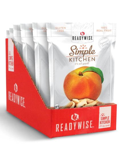 READYWISE - Simple Kitchen, Freeze-Dried Peaches, 1.16 oz, Pack of 6, Vegetarian, Gluten Free, Snacks, Peaches, Dried Fruit, Pre Workout, Healthy Snacks, Camping, Backpacking, Survival Food