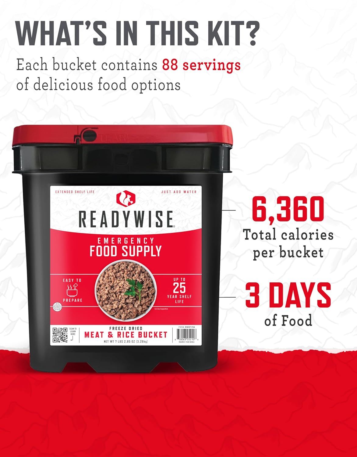 14 Day ReadyWise Emergency Food Supply - 14 Day, 150 Servings Emergency Freeze Dried Food Bucket, Protein Meals, Camping Essentials, Survival Kit, Disaster Prepping Supplies, 25 Year Shelf Life + ReadyWise Emergency Food Supply-88 Servings Meat & Rice…
