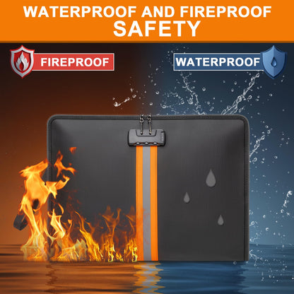 Fireproof Money Bag,Money Bag with Lock and Zipper,Safe Fireproof Waterproof,Suitable for Cash, Mobile Phones, Keys, Credit Cards