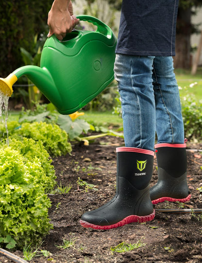 TIDEWE Rubber Boots for Women with Steel Shank, 6mm Neoprene Waterproof Insulated Mid Calf Rain Boots, Sturdy Hunting Work Boots for Farming Gardening Fishing