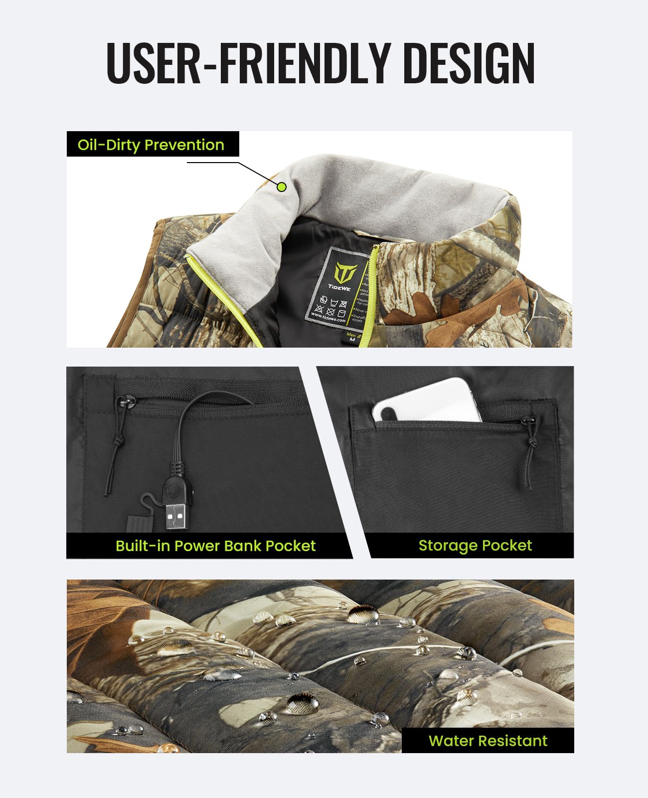 TIDEWE Women’s Lightweight Heated Vest with Battery Pack for Hunting/Hiking