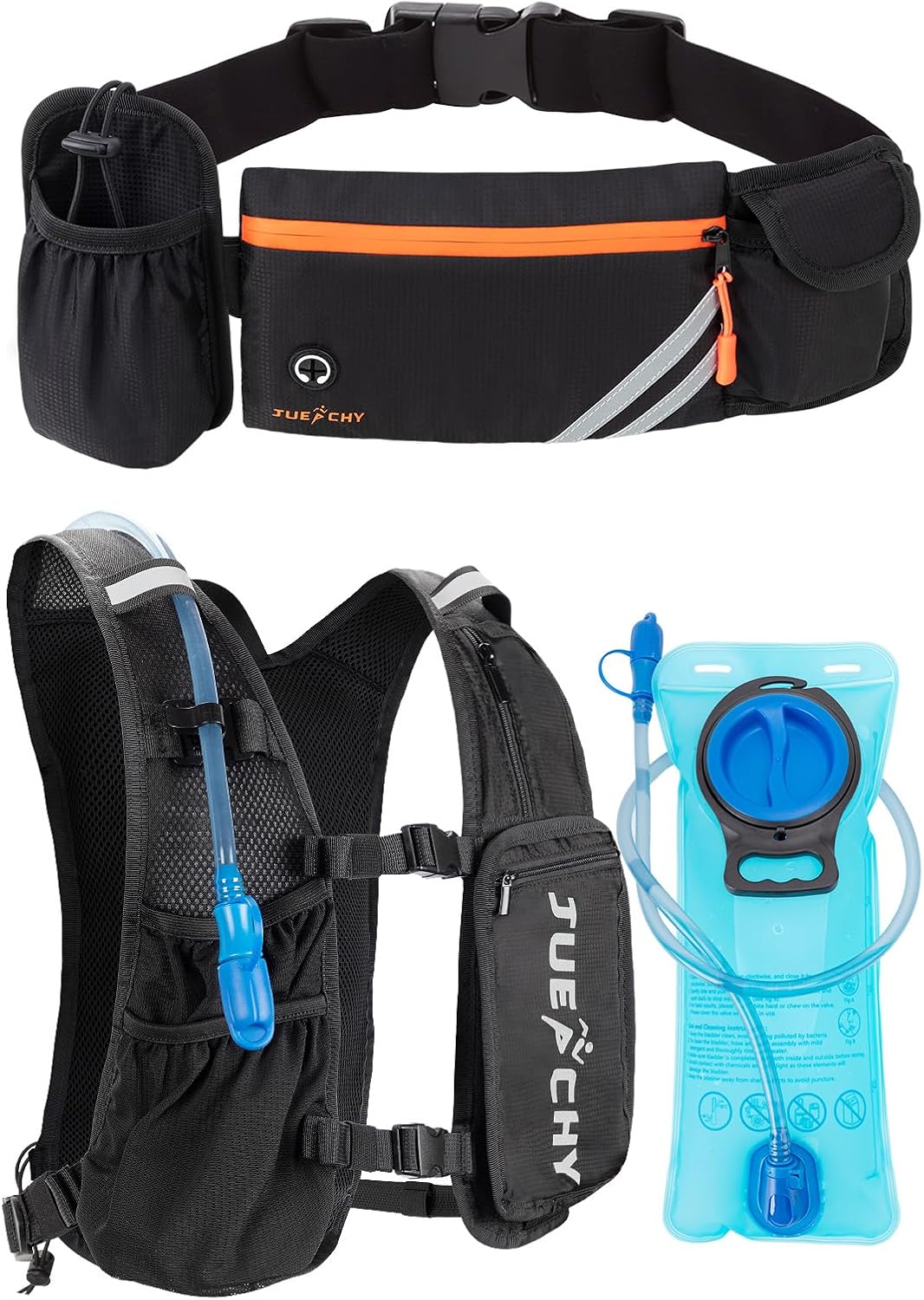 Jueachy Running Vest + Jueachy Running Belt with Water Bottle Holder