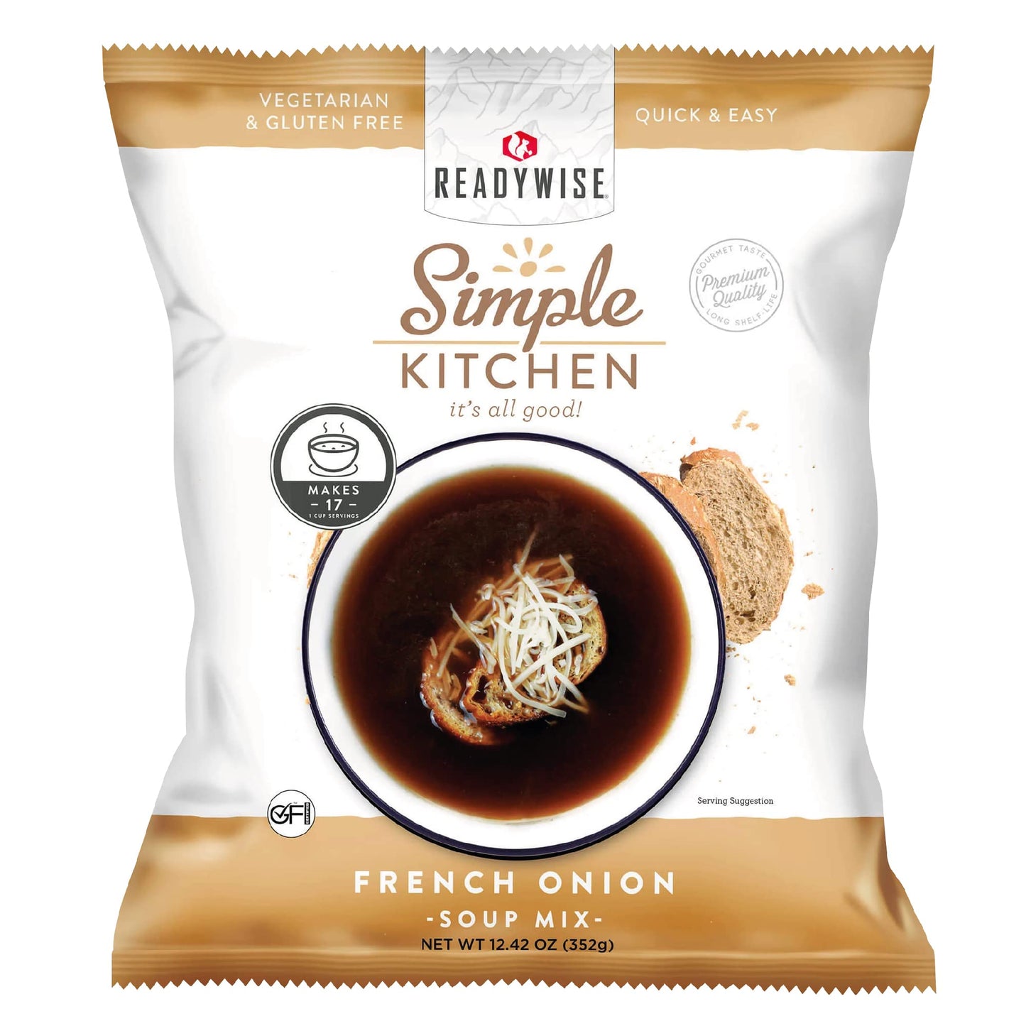 READYWISE - Simple Kitchen, Tomato Basil Soup, 17 Servings, MRE, Gluten Free, & Vegetarian, Food, Soup Mix, for Events, Hiking, Emergency Food Supply, Camping Essentials, or Daily Use, 1 Pack