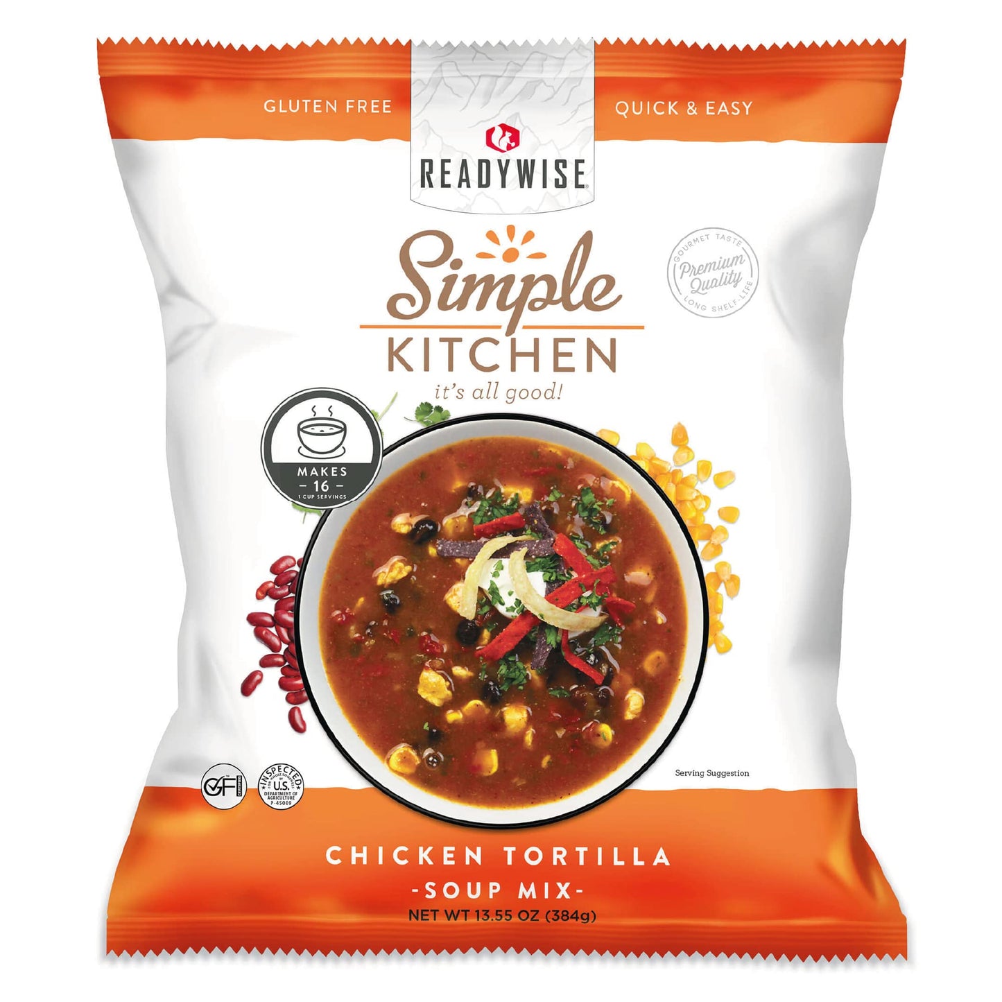 READYWISE - Simple Kitchen, Tomato Basil Soup, 17 Servings, MRE, Gluten Free, & Vegetarian, Food, Soup Mix, for Events, Hiking, Emergency Food Supply, Camping Essentials, or Daily Use, 1 Pack