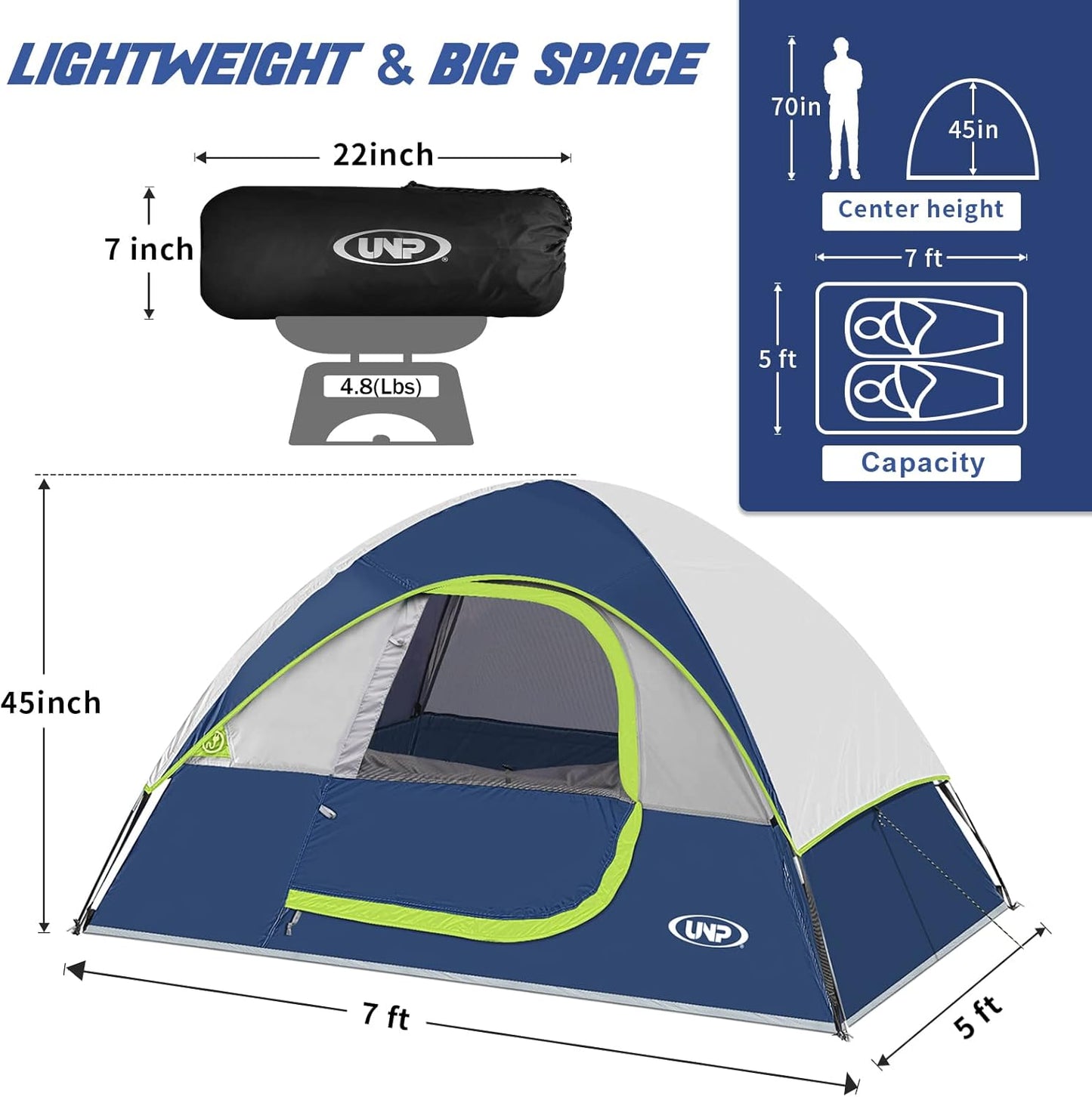 UNP Camping Shower Tent and 2 Person Camping Tent for Hiking Outdoor Fishing Portable