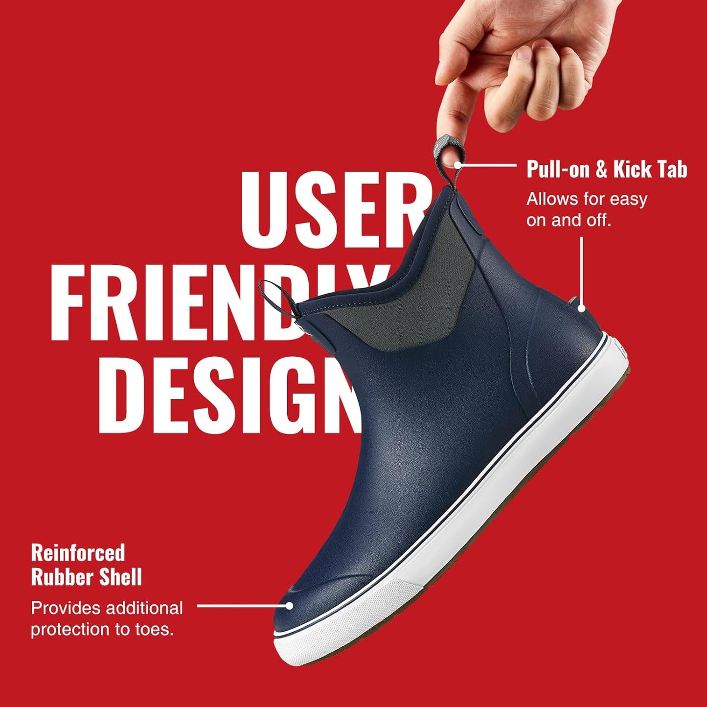 Piscifun Men’ s Deck Boots, Waterproof Fishing Rain Boots, Anti-Slip Rubber Boots with Breathable Neoprene Lining