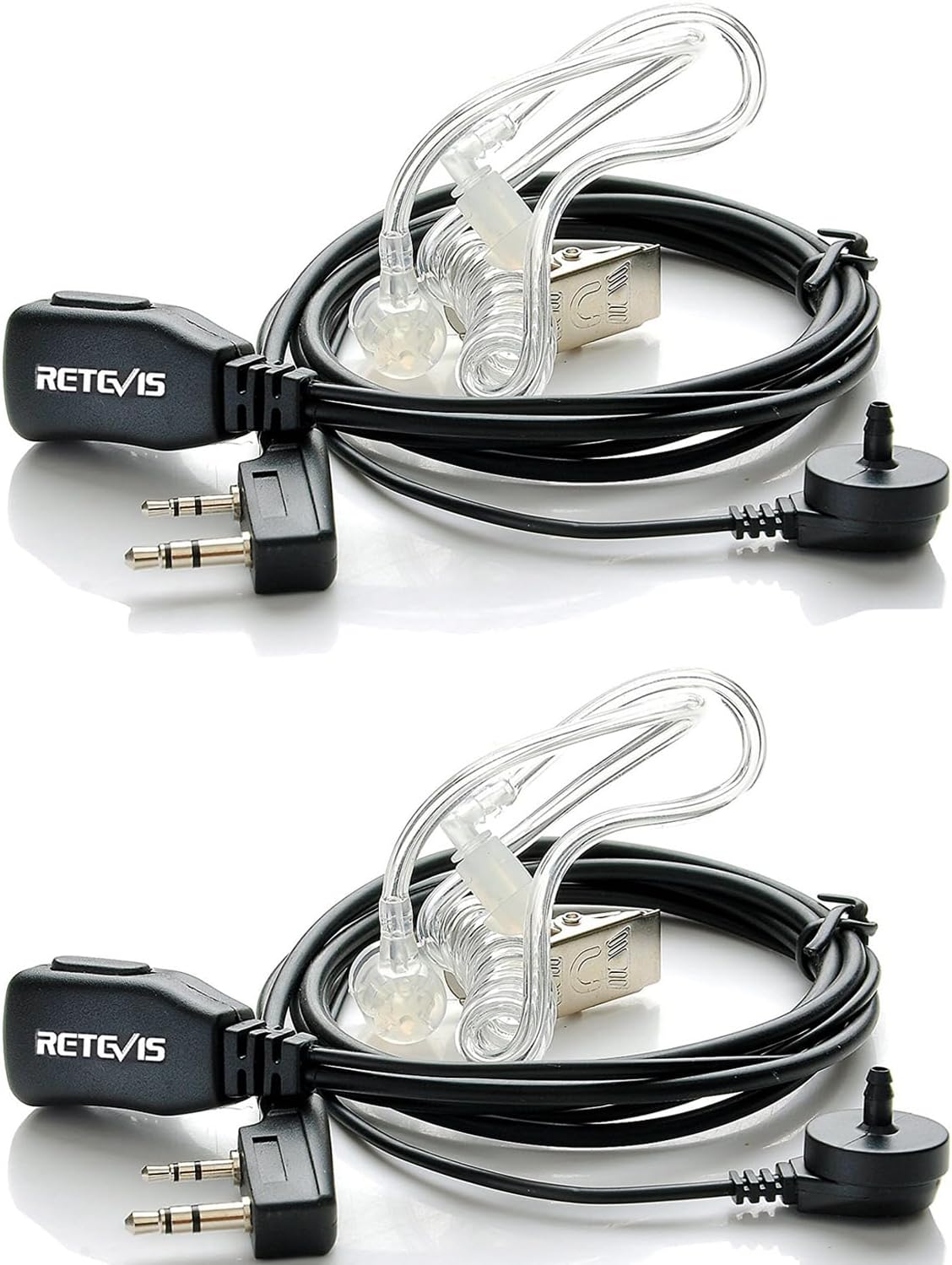 Retevis Walkie Talkie Earpiece with Mic, Comfortable Acoustic Tube, for RT22 RT68 RT21 H-777 RT86A, Compatible with Kenwood Baofeng BF-888S BF-T26 Pxton Walkie Talkies, Surveillance Headset(2 Pack)