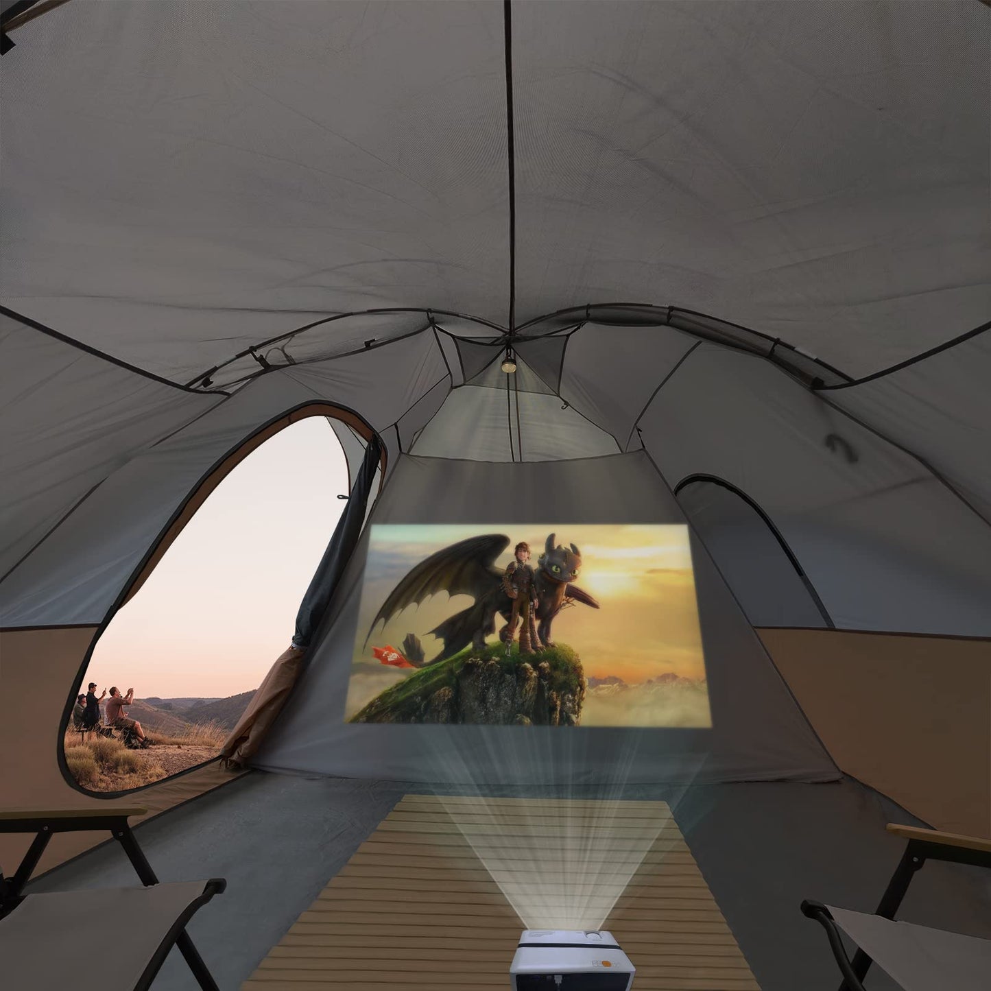 UNP Camping Tent 10-Person-Family Tents, Parties, Music Festival Tent, Big, Easy Up, 5 Large Mesh Windows, Double Layer, 2 Room, Waterproof, Weather Resistant, 18ft x 9ft x78in