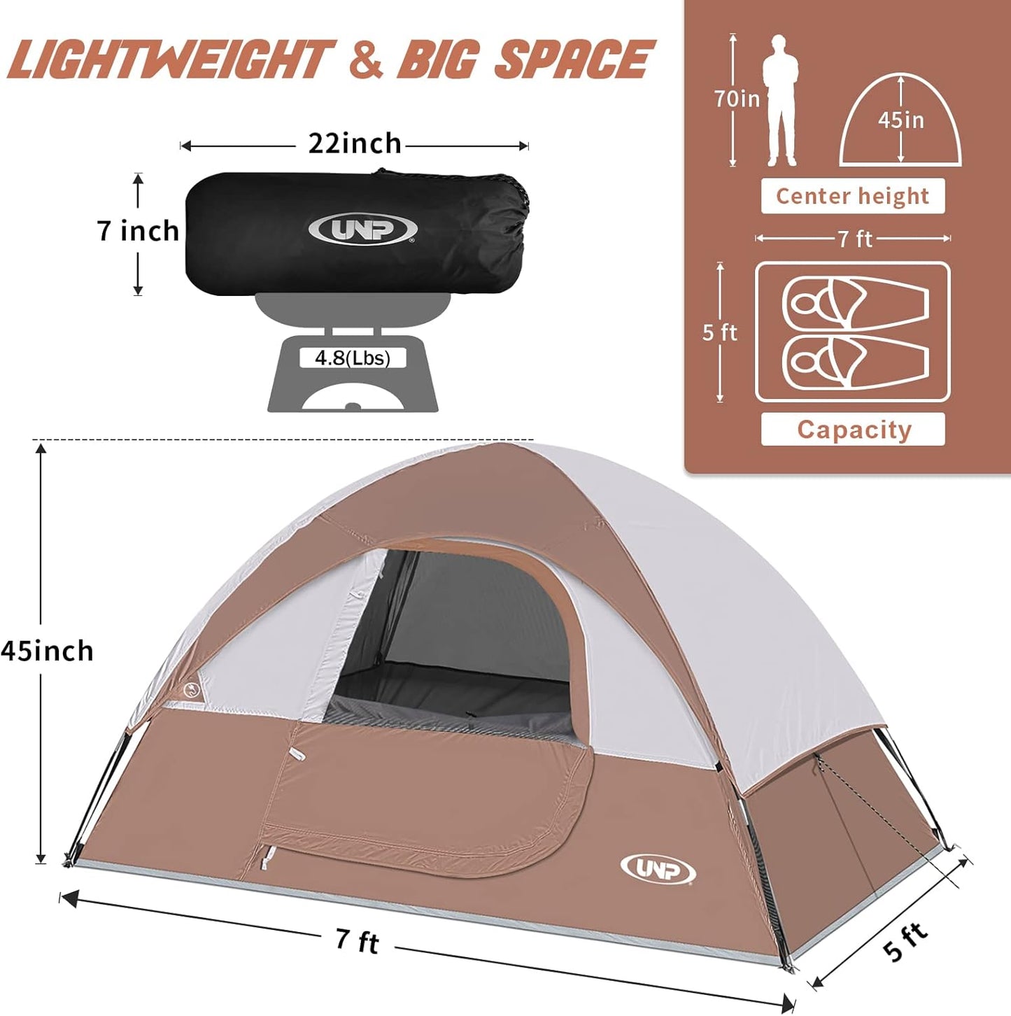 UNP Camping Shower Tent and 2 Person Camping Tent for Hiking Outdoor Fishing Portable