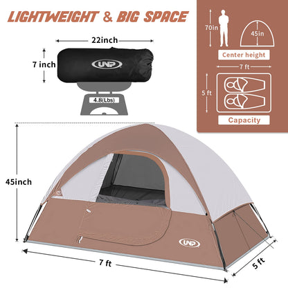 Camping Tent 2 Person, Waterproof Windproof Tent with Rainfly Easy Set up-Portable Dome Tents for Camping…