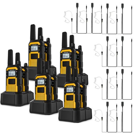 Retevis RB48 Heavy Duty Waterproof Walkie Talkies, Long Range Rechargeable Two Way Radios, Advanced Triple Proof, Vibration Reminder, for Warehousing Construction Contractor(10 Pack)