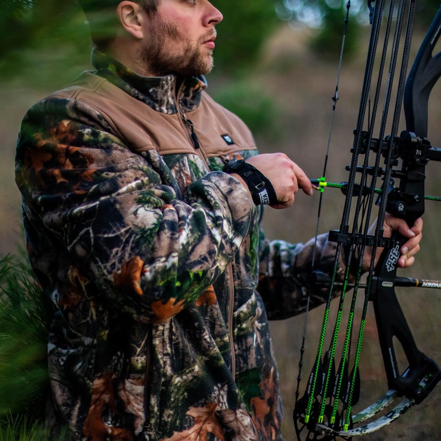 TIDEWE Heated Jacket Pro for Men, Rechargeable Battery-Powered Fleece Coat for Hunting (Black, Camo, Size S-XXXL)