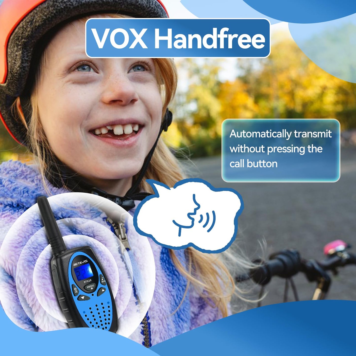 Retevis RT628 Walkie Talkies for Kids,Toys Gifts for 6-12 Years Old Boys Girls,Long Range 2 Way Radio 22CH VOX,Birthday Gift,Family Walkie Talkie for Camping Hiking Indoor Outdoor