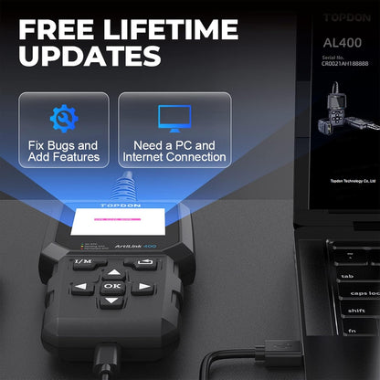 TOPDON AL400 OBD2 Scanner, Full OBDII Code Reader, Check Engine Light Scan Tool, Car Scanner with DTC Lookup, Clear Codes, Freeze Frame, One-Click I/M, Diagnostic Scanner for DIYers, Lifetime Update