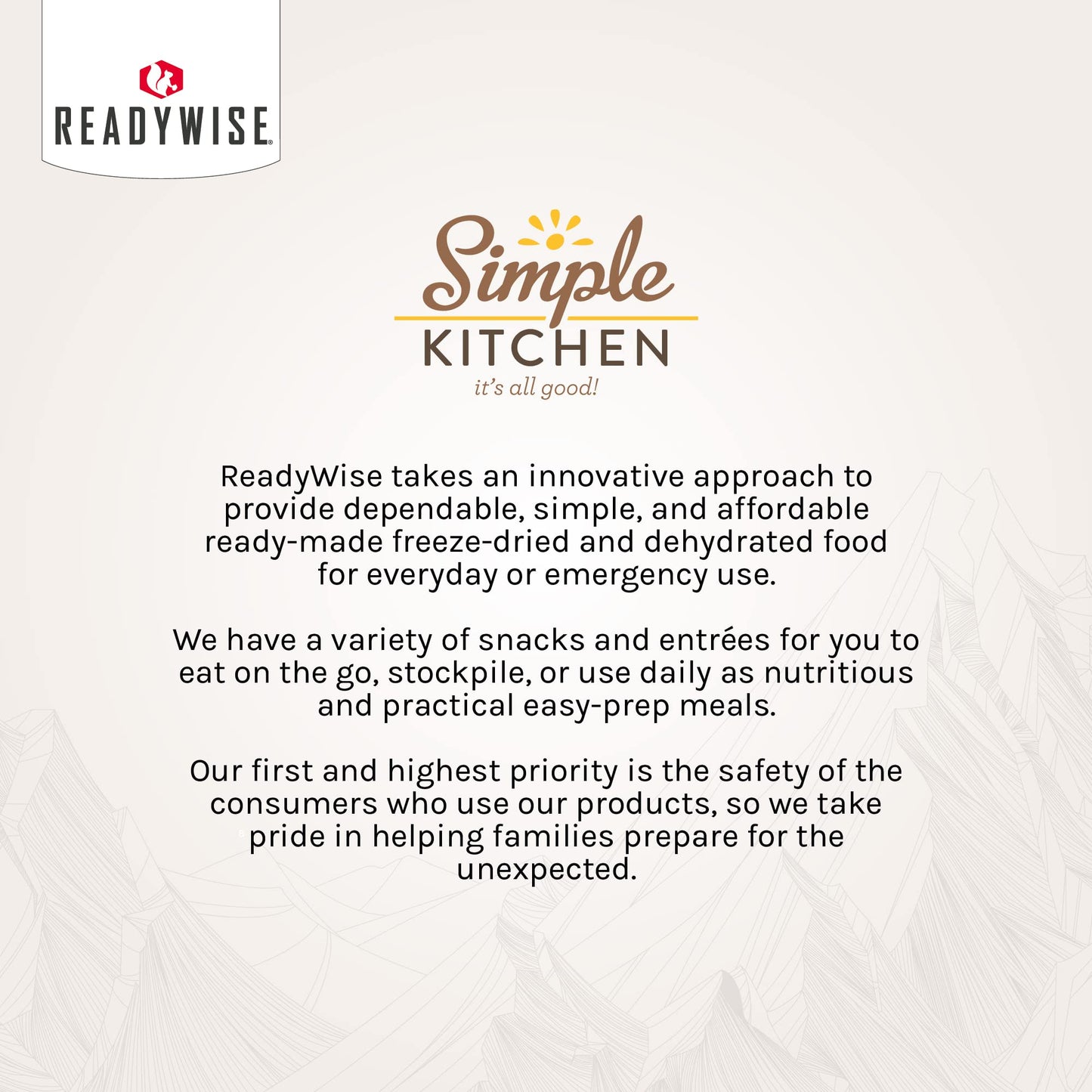 READYWISE - Simple Kitchen, Tomato Basil Soup, 17 Servings, MRE, Gluten Free, & Vegetarian, Food, Soup Mix, for Events, Hiking, Emergency Food Supply, Camping Essentials, or Daily Use, 1 Pack