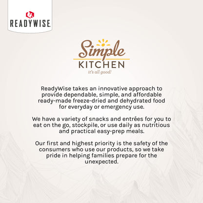 READYWISE - Simple Kitchen, Tomato Basil Soup, 17 Servings, MRE, Gluten Free, & Vegetarian, Food, Soup Mix, for Events, Hiking, Emergency Food Supply, Camping Essentials, or Daily Use, 1 Pack