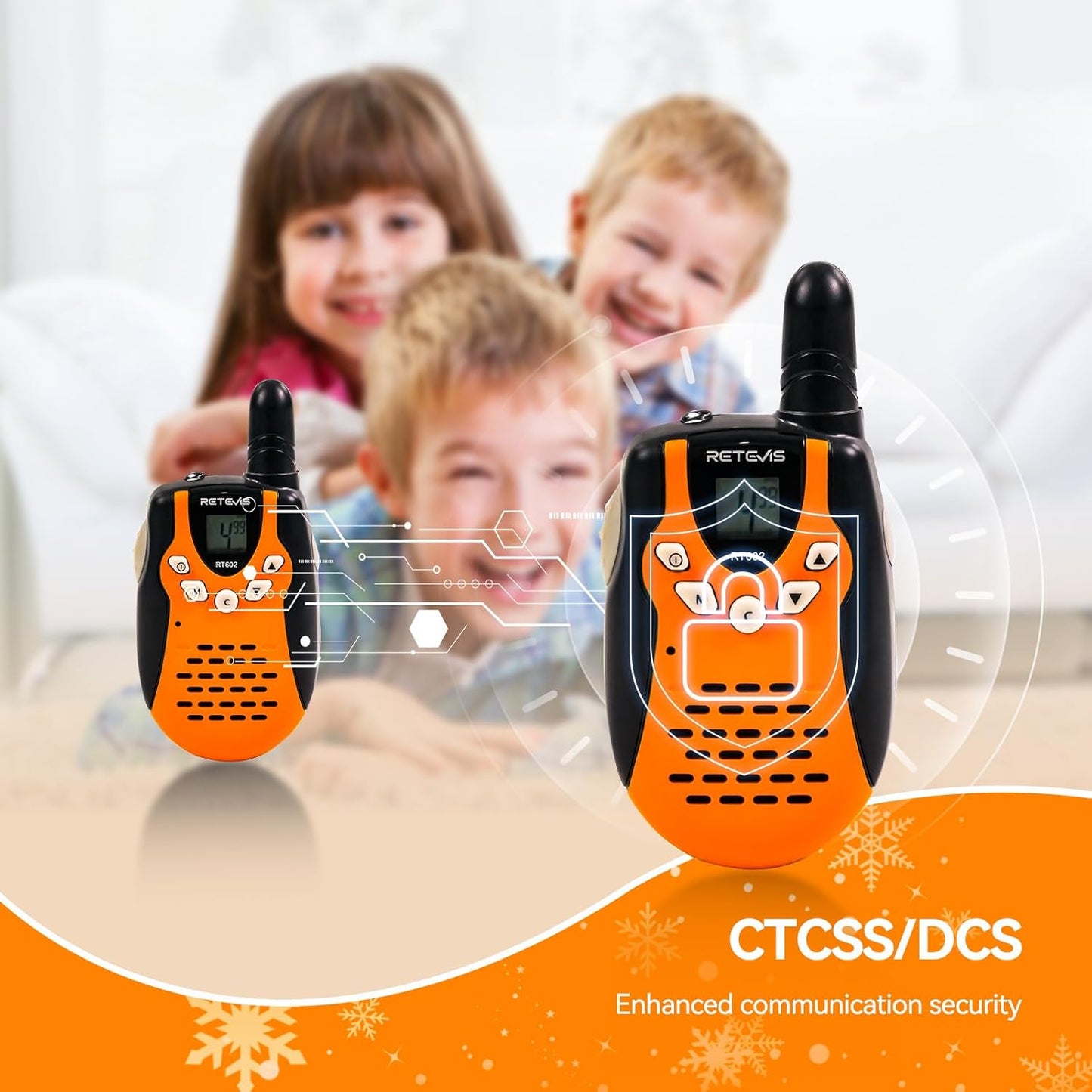 Retevis RT602 Walkie Talkies for Kids Rechargeable,KidsToy with Batteries Charger Station,Toy Walkie Talkie Kids Gifts for Boys Girls(1 Pair Orange)