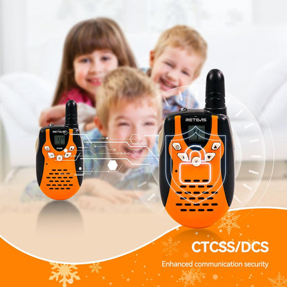 Retevis RT602 Walkie Talkies for Kids Rechargeable,KidsToy with Batteries Charger Station,Toy Walkie Talkie Kids Gifts for Boys Girls(1 Pair Orange)