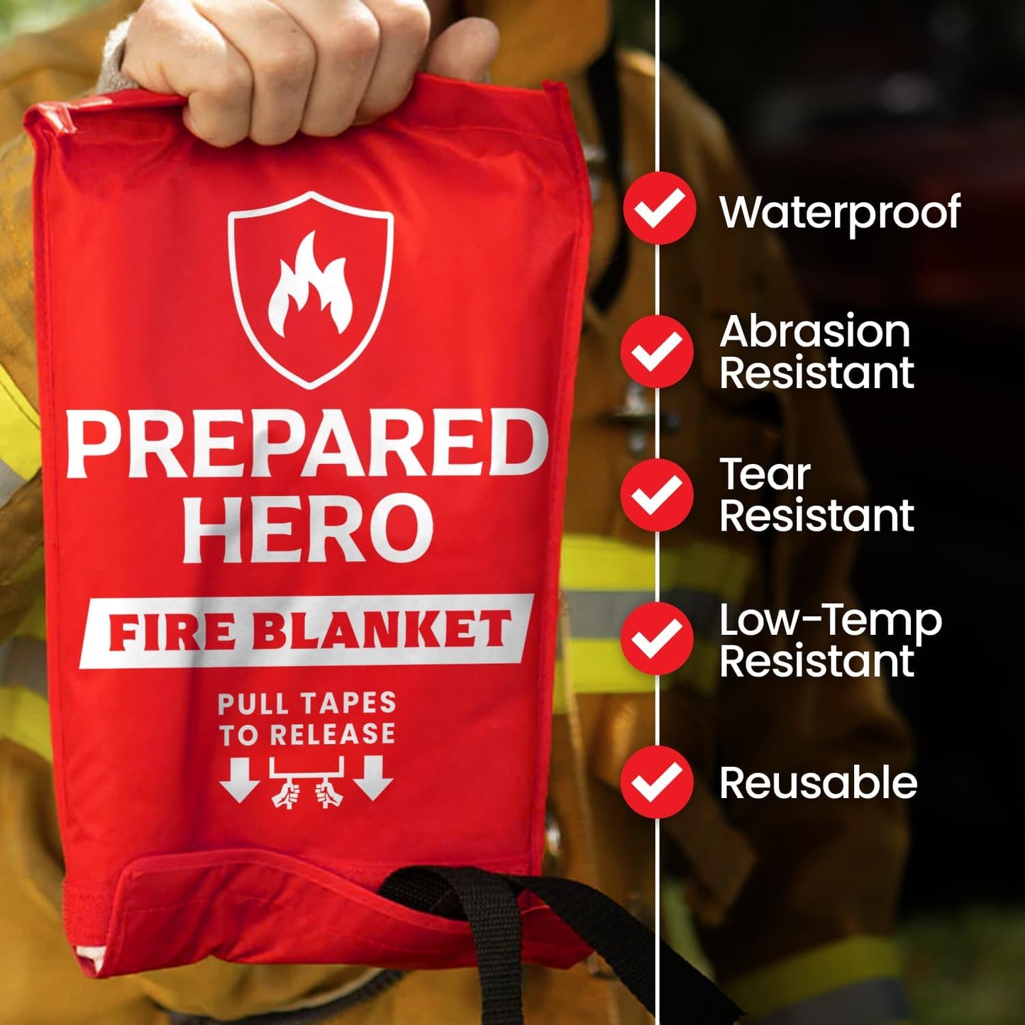 Prepared Hero Fire Protection Kit 1 Pack - Emergency Fire Blanket + Hero Fire Spray for Home, Kitchen, Vehicle, Camper