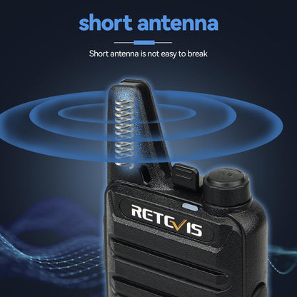 Retevis RT22 Walkie Talkies, Mini 2 Way Radio Rechargeable, VOX Handsfree, Portable, Two-Way Radios Long Range with Earpiece, for Family Road Trip Camping Hiking Skiing(2 Pack, Black)