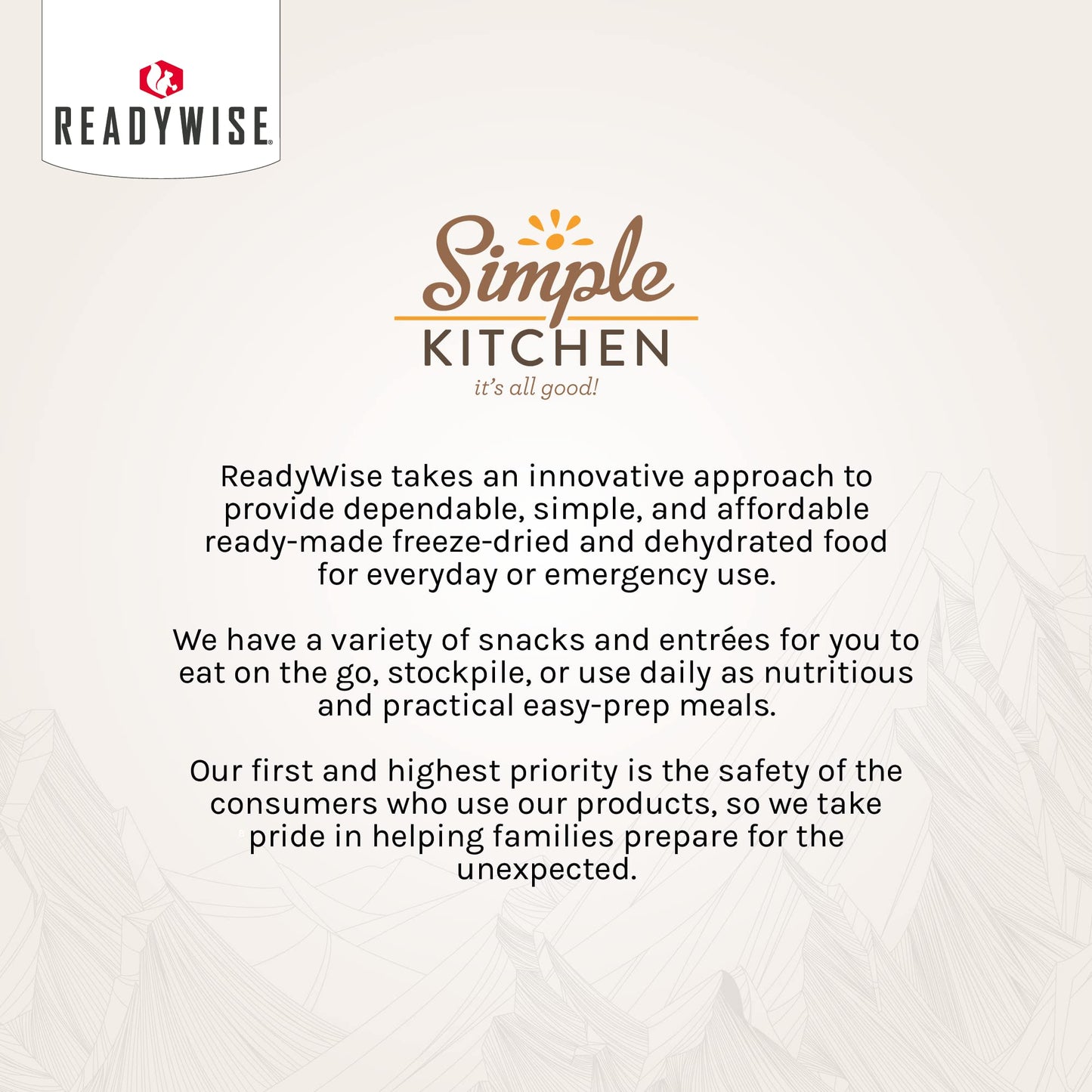 READYWISE - Simple Kitchen, Tomato Basil Soup, 17 Servings, MRE, Gluten Free, & Vegetarian, Food, Soup Mix, for Events, Hiking, Emergency Food Supply, Camping Essentials, or Daily Use, 1 Pack