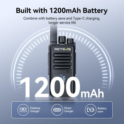 Retevis RT68 Two-Way Radios Long Range, Walkie Talkies for Adults, 2 Way Radio with Earpiece, Walkie Talkie Rechargeable with Charging Base, for Manufacturing Restaurant Business School(10 Pack)