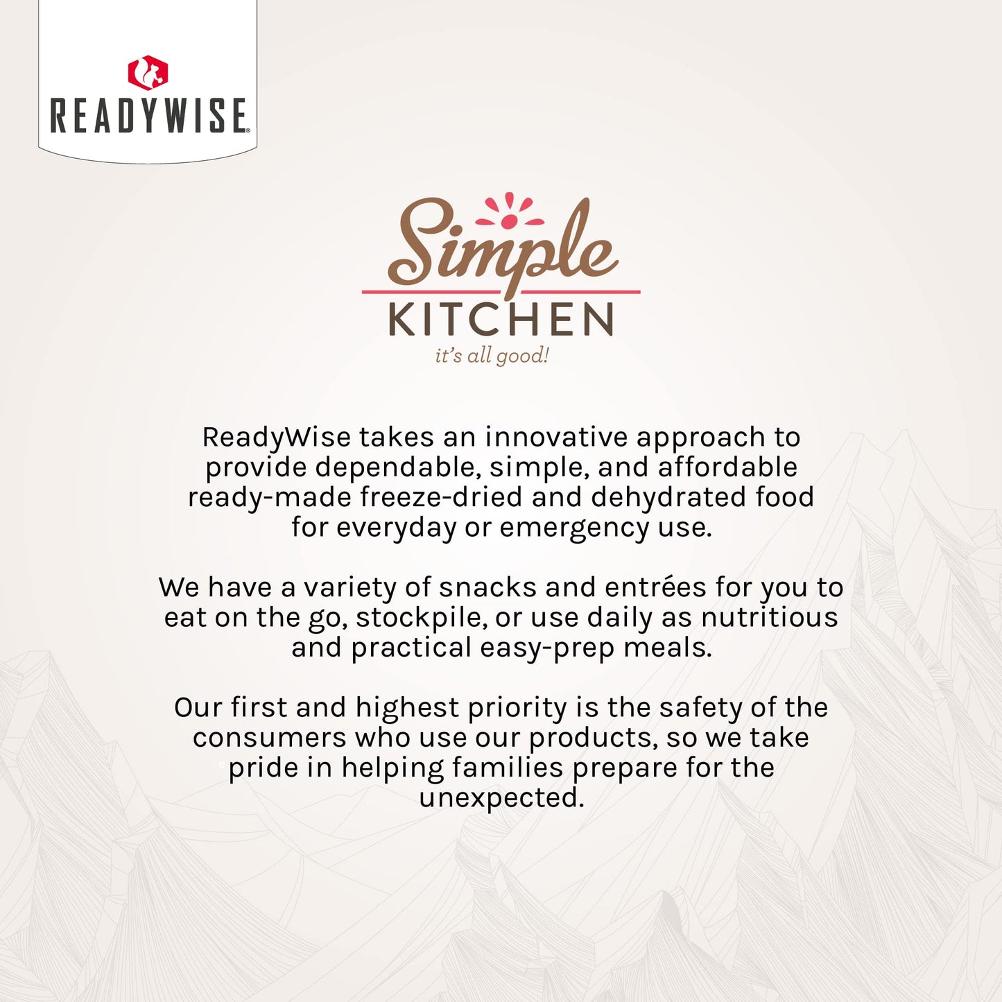 READYWISE - Simple Kitchen, Tomato Basil Soup, 17 Servings, MRE, Gluten Free, & Vegetarian, Food, Soup Mix, for Events, Hiking, Emergency Food Supply, Camping Essentials, or Daily Use, 1 Pack