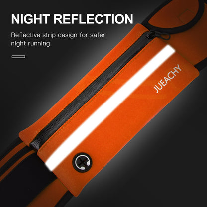 Jueachy Running Belts for Women Waterproof Fanny Pack Running Waist Pouch Phone holder Adjustable Sports Money Belt with Headphone Port