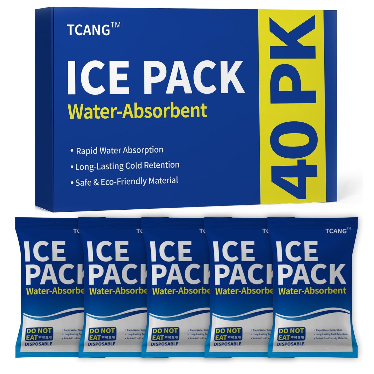 Disposable Dry Ice Packs for Shipping Non-Stick for Food, Double-Sided Absorption Leak-Proof Cold Packs for Cooler, Camping, Beach Bags, Picnics,Outdoor Events, Takeout Delivery