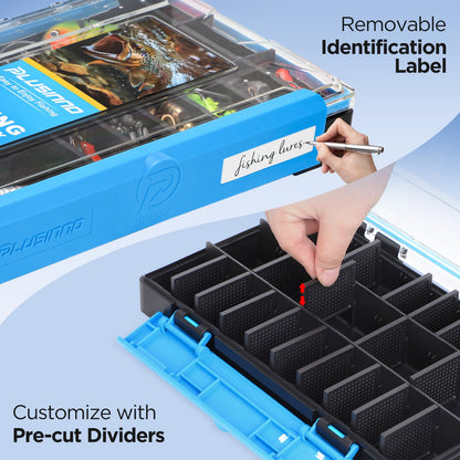 PLUSINNO Tackle Box Organizer, 1/2 Packs Waterproof Tackle Trays, Fishing Tackle Box with Removable Dividers, Fishing Box Tackle Trays and Terminal Tackle Storage