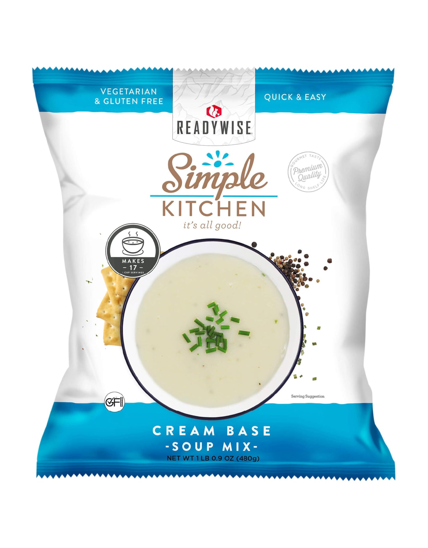 READYWISE - Simple Kitchen, Tomato Basil Soup, 17 Servings, MRE, Gluten Free, & Vegetarian, Food, Soup Mix, for Events, Hiking, Emergency Food Supply, Camping Essentials, or Daily Use, 1 Pack