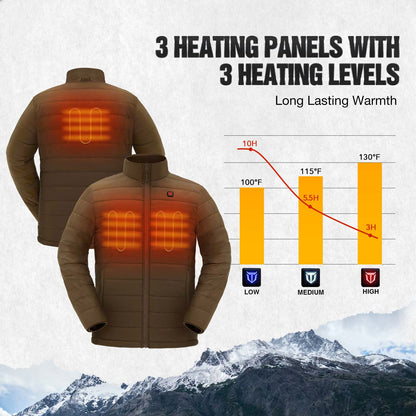 TIDEWE Men’s Heated Jacket 3-in-1 with Hood and Battery Pack, Heated Coat for Hunting, Skiing