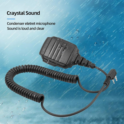 Retevis Walkie Talkie Speaker Mic,IP54 Waterproof 2 Pin Shoulder Speaker Mic,for RT22 RT68 RT27 H777 RB26 RB29,Compatible with BAOFENG UV-5R BF-F8HP PRO 5RM UV-21R K5PLUS Samcom Pxton Tidradio Radio