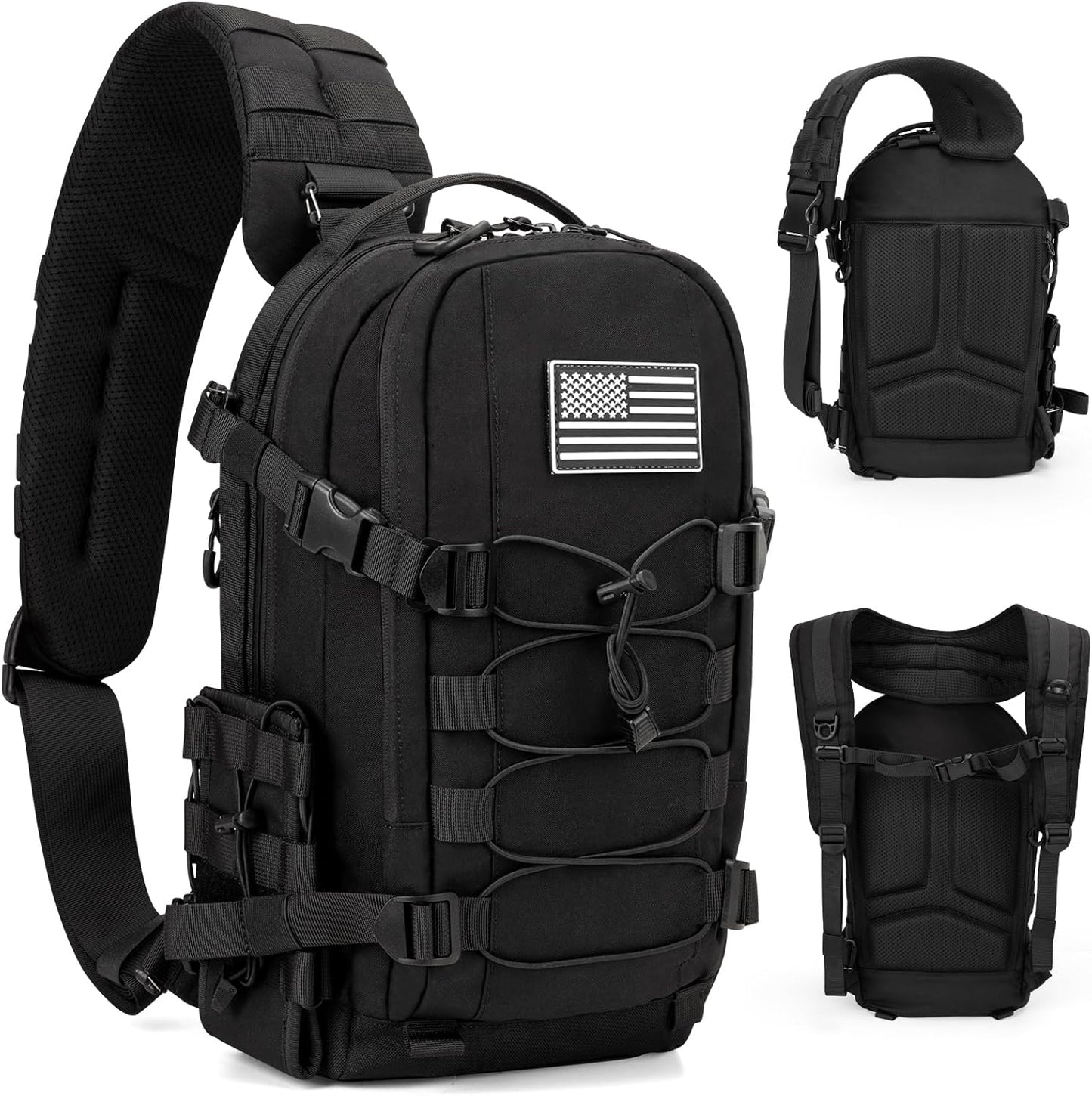 Jueachy Tactical Sling Bag for Men: Everyday Carry Gear 12L EDC CCW Concealed Carry Sling Bag 2-in-1 Shoulder Bag Backpack
