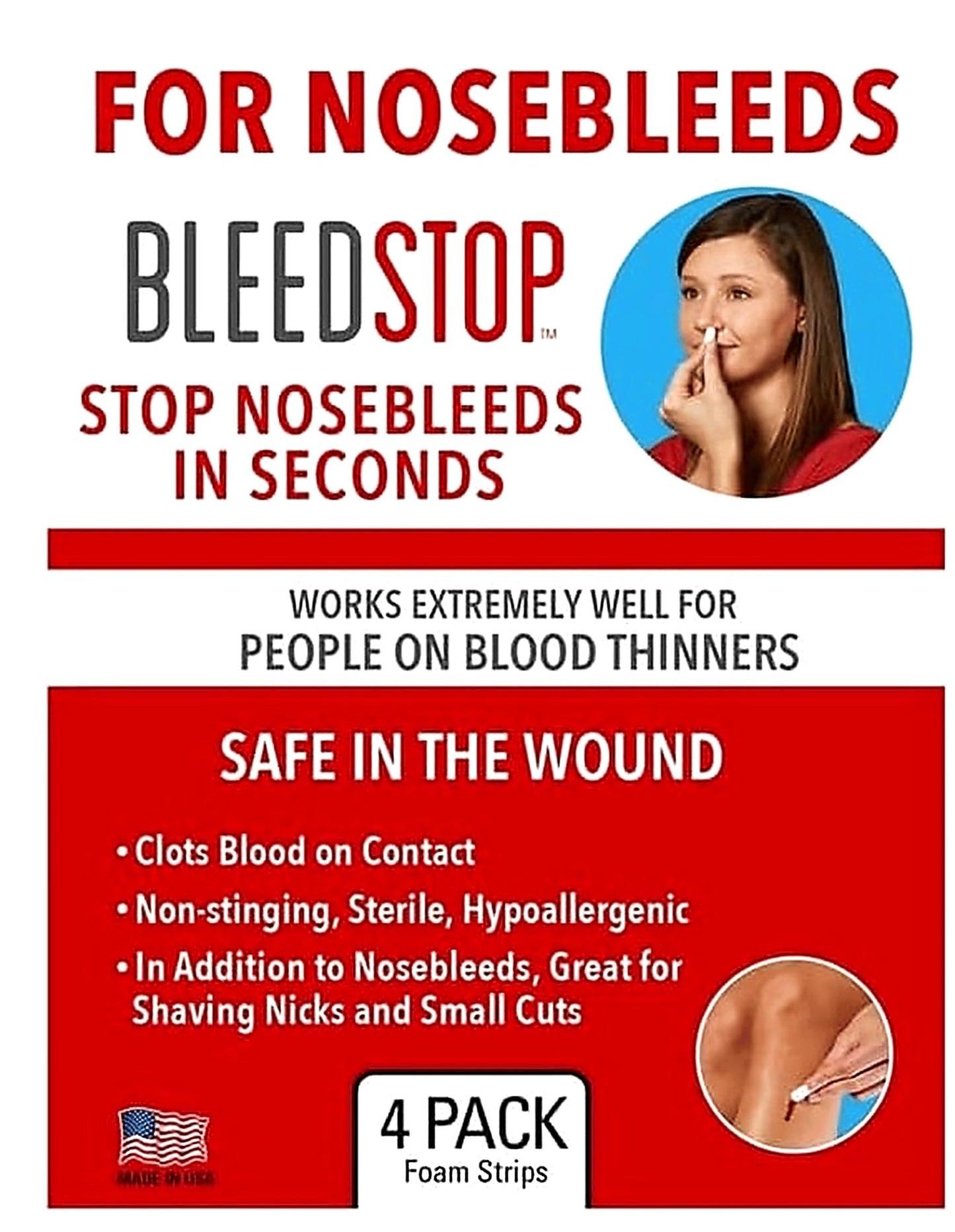 BleedStop™ First Aid Powder for Blood Clotting, Trauma Kit, Blood Thinner Patients, Camping Safety, and Survival Equipment for Moderate to Severe Bleeding Wounds or Nosebleeds - 4 (15g) Pouches