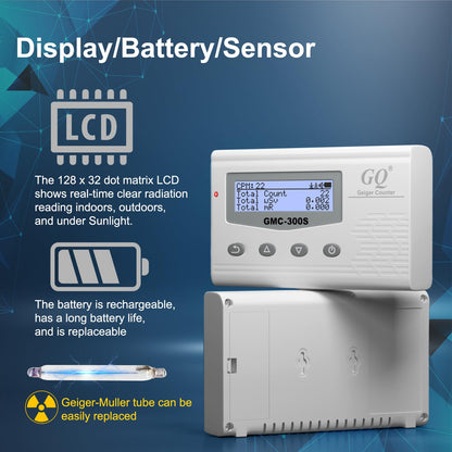 GQ GMC 300S Nuclear Radiation Detector Meter Test Equipment Lab Radiation Protection Supplies Dosimeter Beta Gamma X-ray Portable Radiation Monitor Meter USA Product