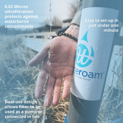 ROAMfilter Plus - Portable Water Filter System - Hiking & Backpacking Water Purifier Pump with Inline Capability for Camping & Emergency, Long Lifespan, no Electricity Required