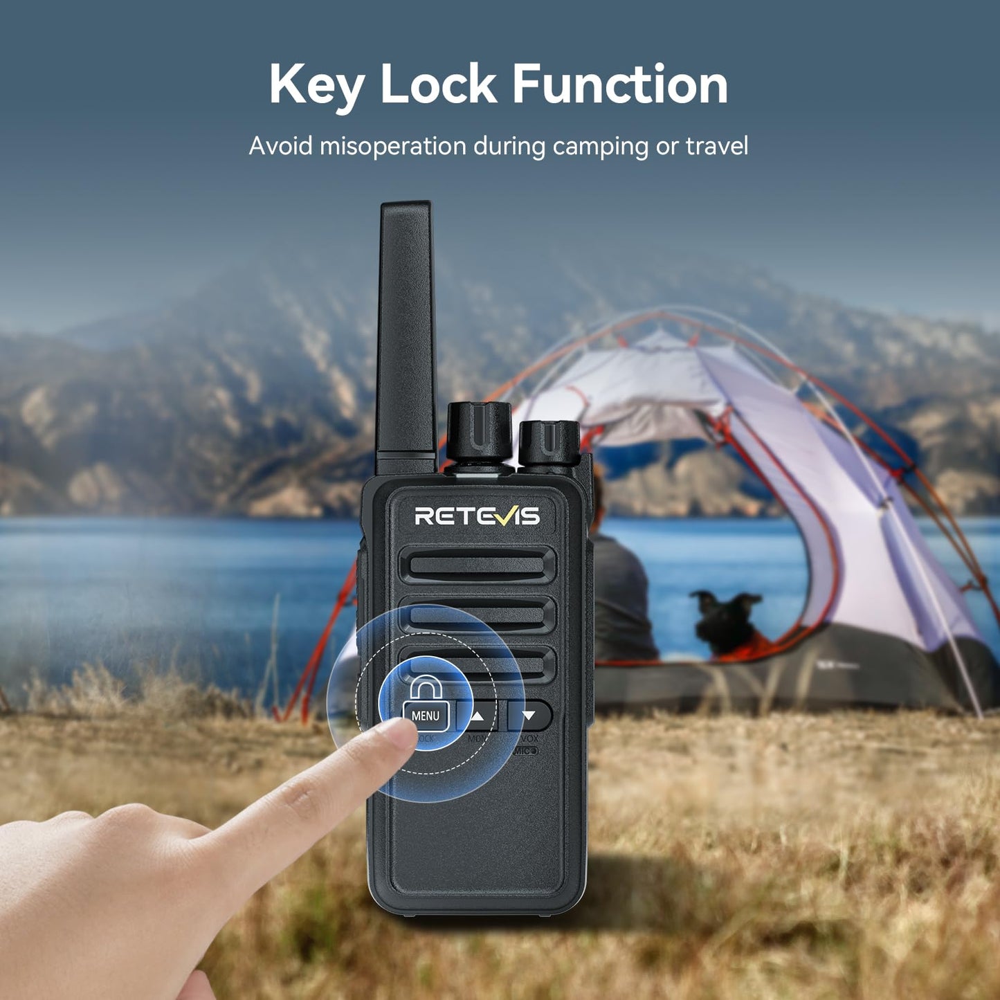 Retevis RT68 Walkie Talkies Rechargeable,Portable FRS Two-Way Radios for Adults,Heavy Duty 2 Way Radios Long Range,USB Charging Base,License Free Walkie Talkie for Road Trip Gifts Camping (2 Pack)