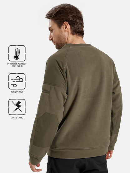 FREE SOLDIER Men's Tactical Winter Fleece Pullover Hoodie Warm Long Fleece lined Hooded Sweatshirt