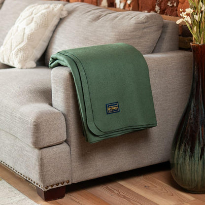 Arcturus Bighorn 100% Virgin Wool Blanket | Heirloom-Quality Wool Bedding for Home & Cabin | Warm, Thick & Durable (Queen Size, Steel Blue)