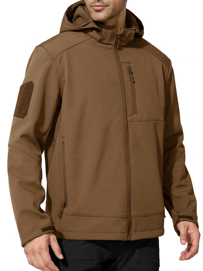 FREE SOLDIER Men's Lightweight Softshell Jacket Winter Fleece Lined Hooded Rain Waterproof Hiking Outdoor Jackets