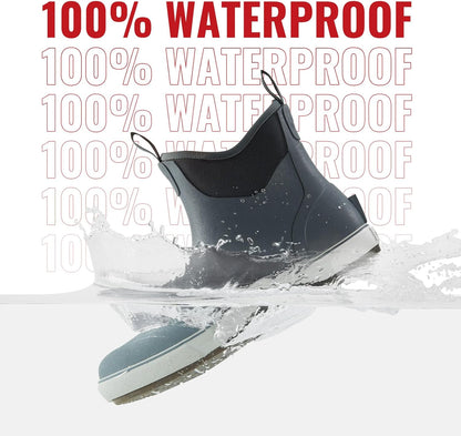 Piscifun Men’ s Deck Boots, Waterproof Fishing Rain Boots, Anti-Slip Rubber Boots with Breathable Neoprene Lining