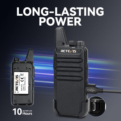 Retevis RT22 Walkie Talkies Rechargeable Hands Free 2 Way Radios Two-Way Radio(6 Pack) with 6 Way Multi Gang Charger