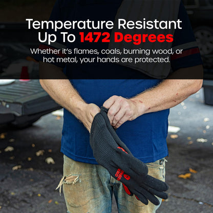 Fireproof Gloves by Prepared Hero - 1 Pack - Resistant Up to 1472 Degrees - Cut Resistant, BBQ Gloves - Grill Gloves - Fire Protection Gloves - Heat Resistant Gloves - Heat Gloves for Grilling & BBQ