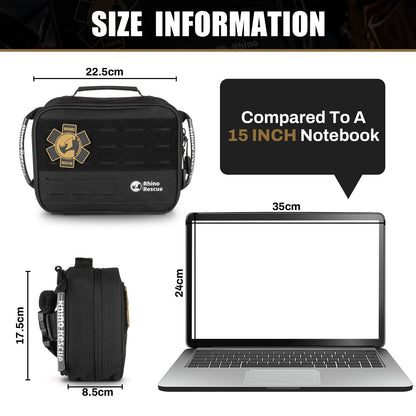 RHINO RESCUE IFAK Trauma Kit with C-A-T Tourniquet, Tactical First Aid Kit Molle Pouch for Military, Combat, Car, Camping, Hiking, Travel (Red)