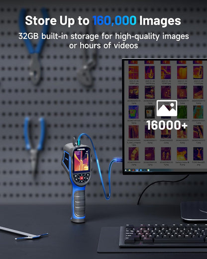 TOPDON TC005 256 x 192 IR High Resolution Dual-Camera Thermal Imaging Camera with 12-Hour Battery Life and 2MP Visual Light Camera, -4°F~1022°F Handheld Infrared Thermal Imager with PC 2D/3D Analysis